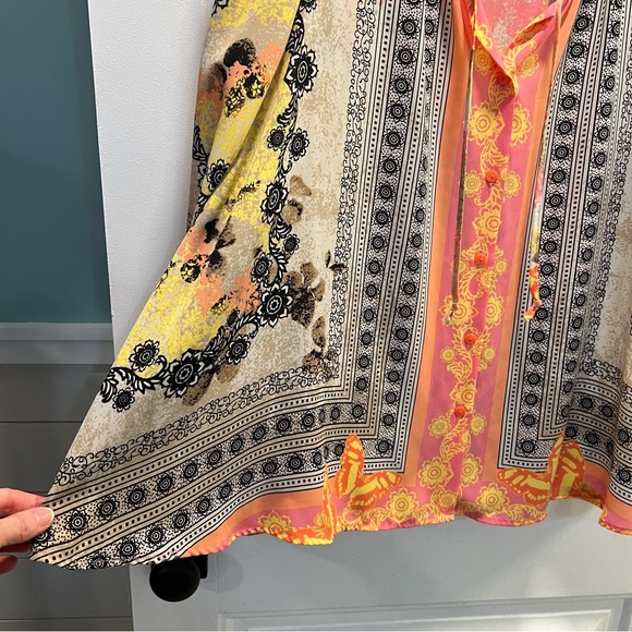 Style & Co. Peach Tan Elastic Hem Long Sleeve Button Front Blouse. Size XL. - Picture 8 of 11